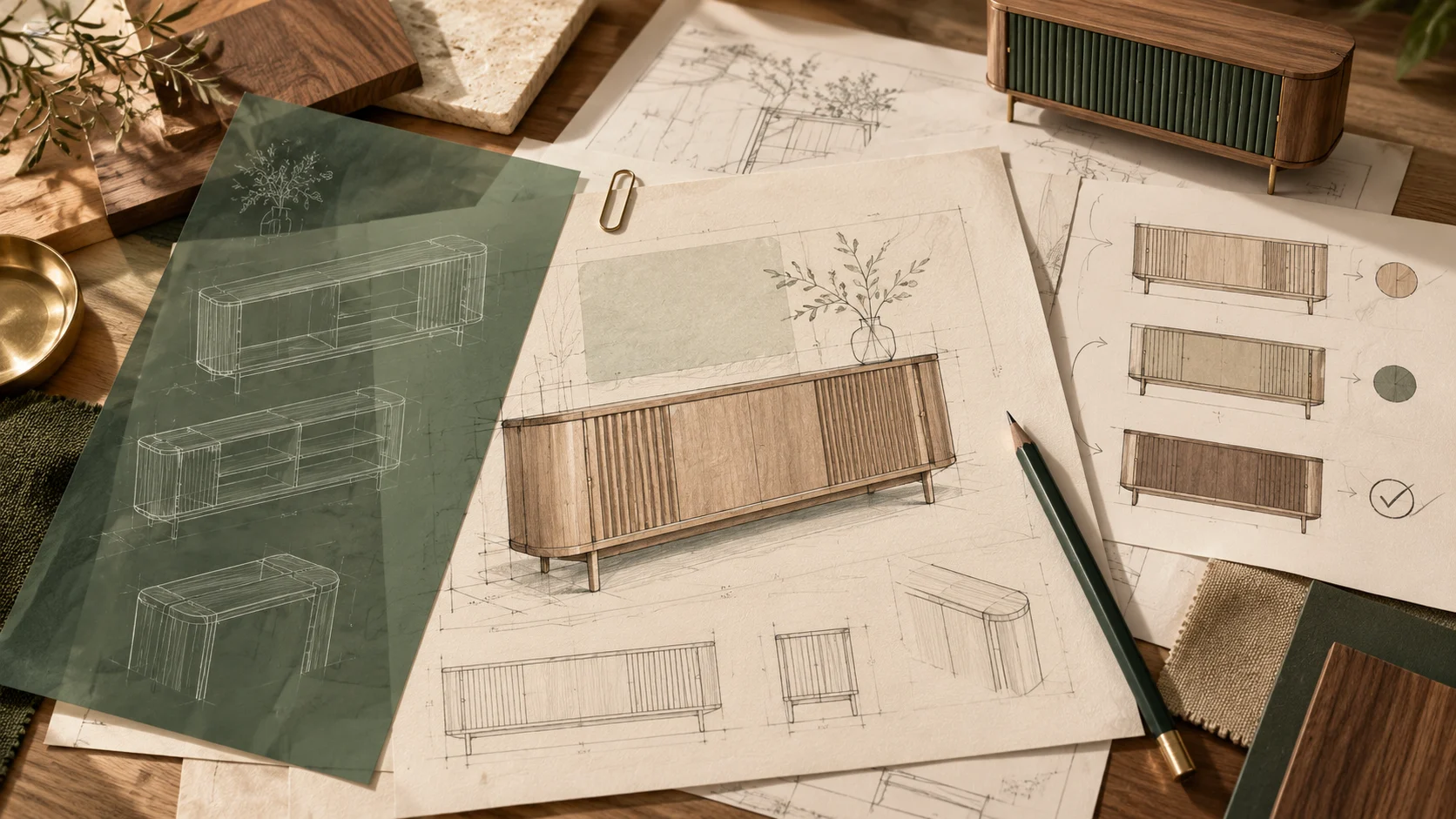 Minh họa các lớp bản vẽ nội thất và phần điều chỉnh cần xác nhận